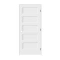 Trimlite 36"x80"x13/8" Primed 5Panel Equal Panel Interior Shaker 71/4" LH Prehung Door Matte Black Hinges 3068pri8405LH10B714